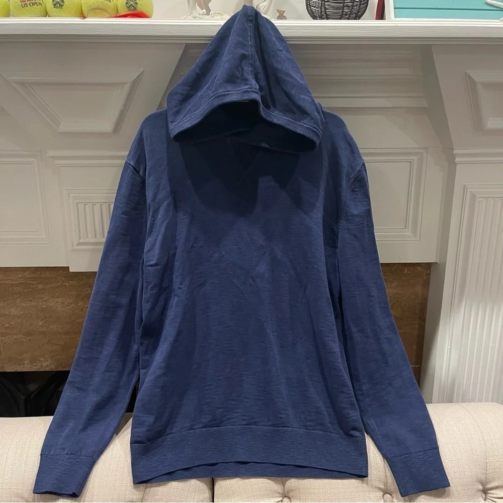 AR:  Banana Republic Mens Medium Hoodie Sweater 100% Cotton Slub Blue